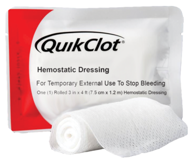 QuikClot Hemostatic Dressing 3 Inch x 4 Foot Sterile Kaolin Gauze
