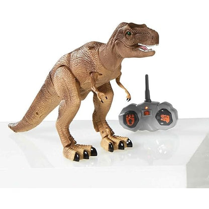 Toy dinosaur with remote control on a white background