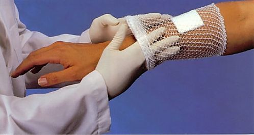 Surgilast Pre-Cut Elastic Net Retainer Dressing One Size Fits Most Knee, Foot, Hand & Elbow NonSterile