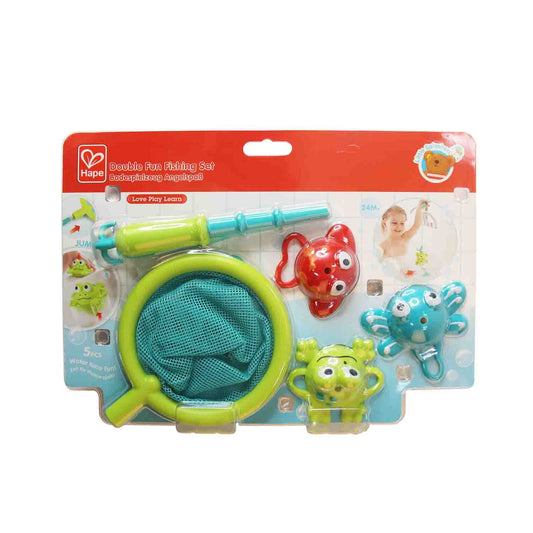 Hape Double Fun Fishing Set – Jumping Sea Creatures Bath Toy for Toddlers (5 Pieces, Ages 2+)