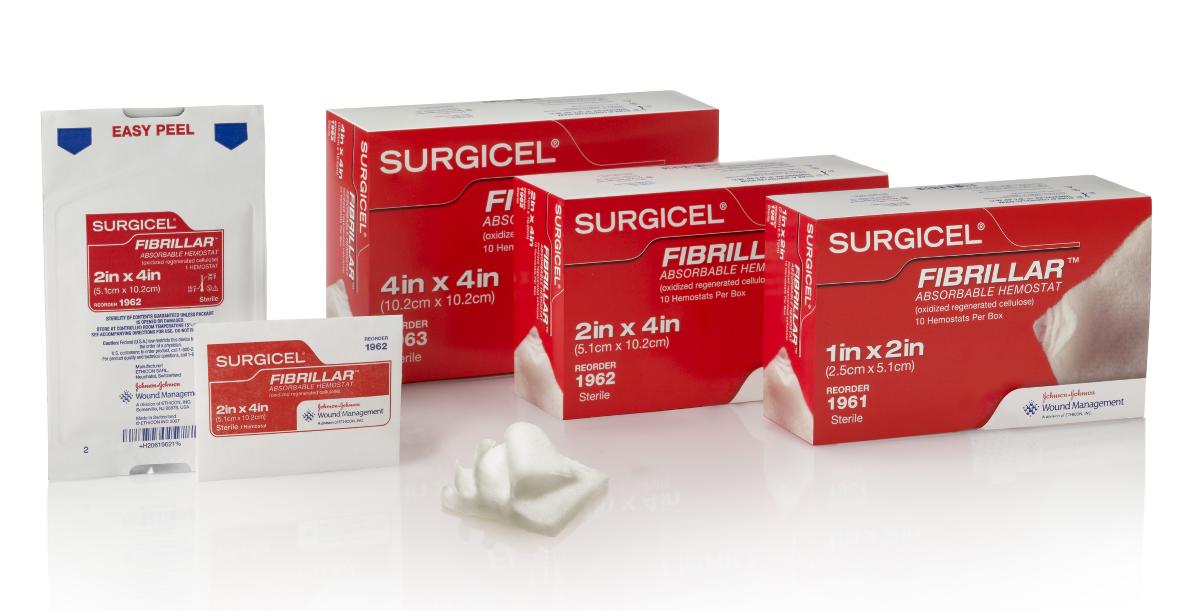 SURGICEL FIBRILLAR Absorbable Hemostatic Dressing 1 x 2 Inch Sterile Oxidized Regenerated Cellulose