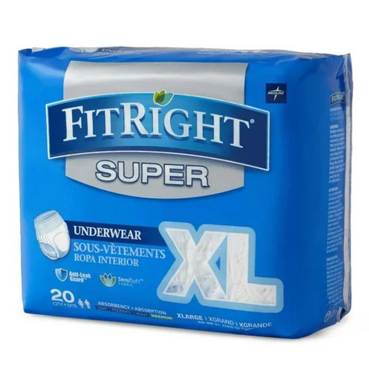 Unisex Adult Absorbent Underwear FitRight Super Pull On with Tear Away Seams X-Large Disposable Heavy Absorbency