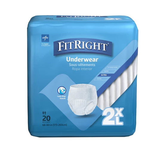 Unisex Adult Absorbent Underwear FitRight 2X-Large Disposable Heavy Absorbency