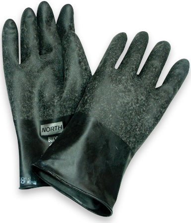 Chemical Protection Glove North Butyl Rubber Black 11 Inch Beaded Cuff NonSterile