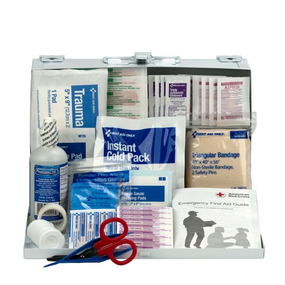 First Aid Only 25 Person First Aid Kit 107 Pieces Metal Wall Mount Case