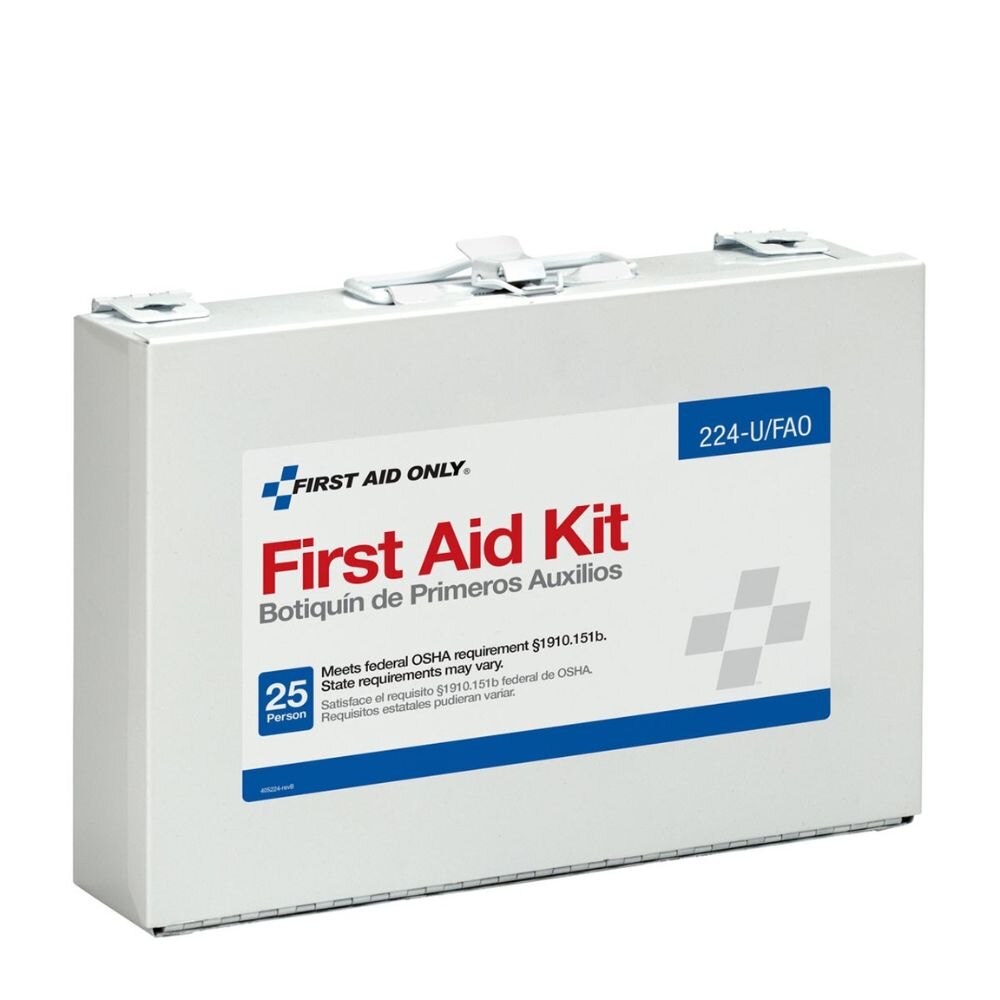 First Aid Only 25 Person First Aid Kit 107 Pieces Metal Wall Mount Case