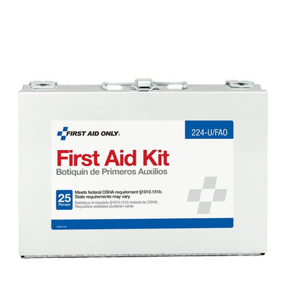 First Aid Only 25 Person First Aid Kit 107 Pieces Metal Wall Mount Case