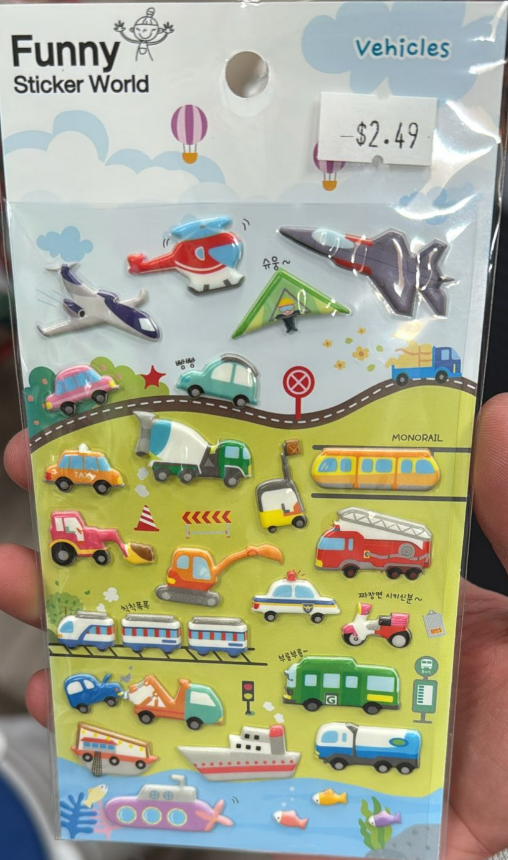 Funny Sticker World Vehicles Sticker Sheet – Kawaii PVC Stickers for Scrapbook, Diary & Notebook Decoration