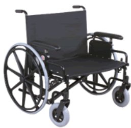 Bariatric Wheelchair Regency XL 2000 Heavy Duty Dual Axle Full Length Arm Swing-Away Elevating Legrest Black Upholstery