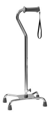 Large Base Quad Cane Lumex Silver Collection Low Profile with Ortho-Ease Grip Steel 30 to 39 Inch Height Silver