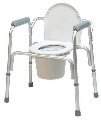 3-in-1 Commode Chair Lumex Padded Fixed Arms Aluminum Frame Removable Backrest 13-1/2 Inch Seat Width 300 lbs. Weight Capacity