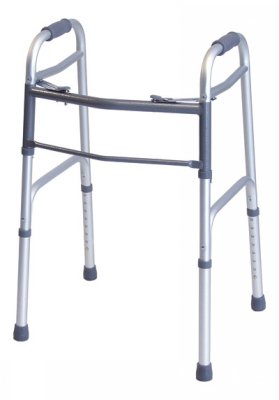 Dual Release Folding Walker Adjustable Height Lumex Everyday Aluminum Frame 300 lbs. Weight Capacity 32-1/4 to 39-1/4 Inch Height