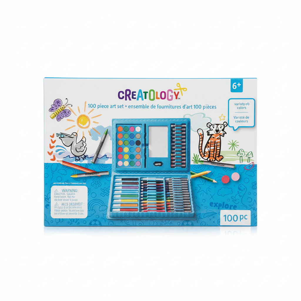 Creatology 100-Piece Kids Art Set with Pencils, Crayons, Oil Pastels & Watercolors Ages 6+