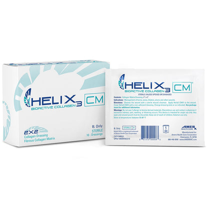 Helix3 Collagen Wound Dressing 2 x 2 Inch Sterile Bovine Collagen Matrix