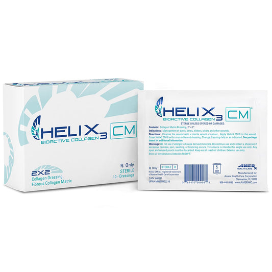Helix3 Collagen Wound Dressing 2 x 2 Inch Sterile Bovine Collagen Matrix