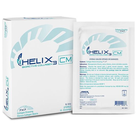 Helix3 Collagen Wound Dressing 7 x 7 Inch Sterile Bovine Collagen Matrix
