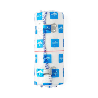 Medline Sure Wrap Elastic Compression Bandage 4 Inch x 5 Yard White Non-Sterile with Clips
