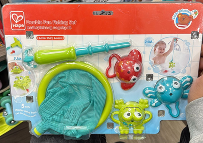 Hape Double Fun Fishing Set – Jumping Sea Creatures Bath Toy for Toddlers (5 Pieces, Ages 2+)