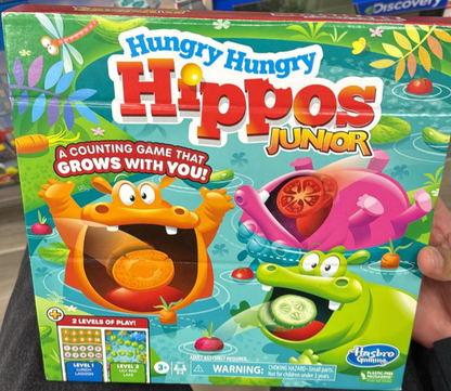 Hungry Hungry Hippos Junior Board Game – Counting & Number Learning Game for Preschoolers