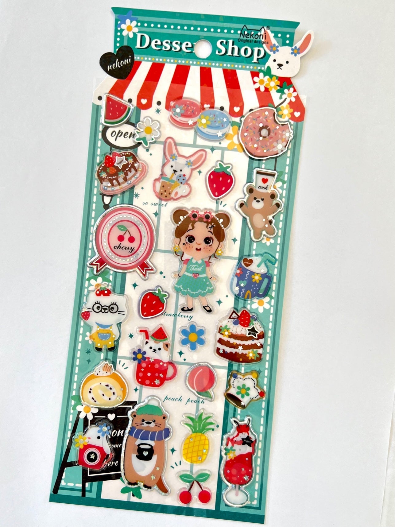 Kawaii Transparent Girl Dessert Shop Stickers – Cute Epoxy Journal & Scrapbooking Stickers