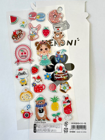 Kawaii Transparent Girl Dessert Shop Stickers – Cute Epoxy Journal & Scrapbooking Stickers