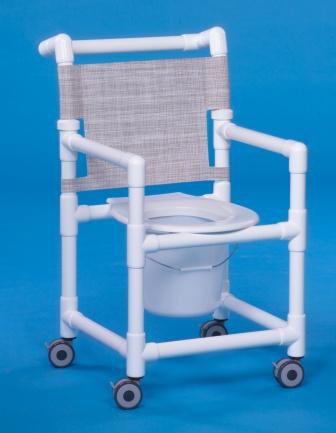 Commode / Shower Chair ipu Fixed Arms PVC Frame Mesh