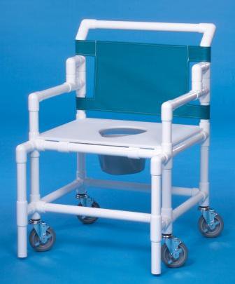 Shower Chair ipu Fixed Arms PVC Frame Mesh Backrest 24 Inch Seat Width 550 lbs. Weight Capacity