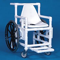 Pool Access Transport Chair ipu 17 Inch Seat Width Full Length Arm Slide-out Footrest PVC Frame