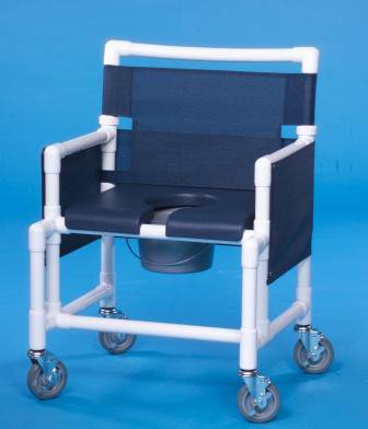 Commode / Shower Chair ipu Fixed Arms PVC Frame Mesh Backrest