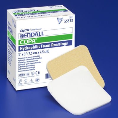 Kendall Foam Plus Hydrophilic Foam Dressing 3 x 3 Inch Sterile Non-Adhesive Without Border