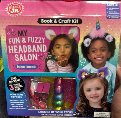 Klutz My Fun & Fuzzy Headband Salon Craft Kit – DIY Unicorn, Cat & Bear Ears for Kids