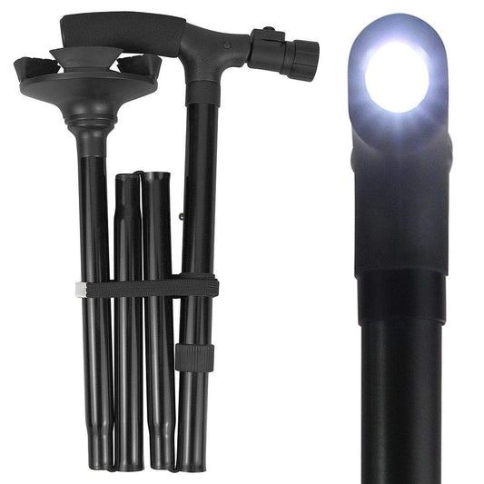 LED Folding Cane easily illuminate low-light areas to safely navigate around obstacles and tripping hazards with the Vive LED folding cane.