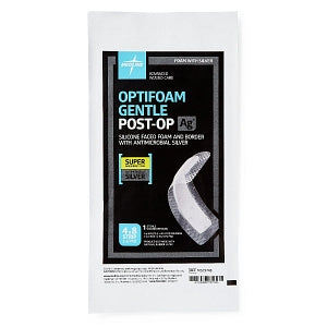 Optifoam Gentle AG+ Post-Op Silver Foam Dressing 4 x 8 Inch Silicone Adhesive Dressing