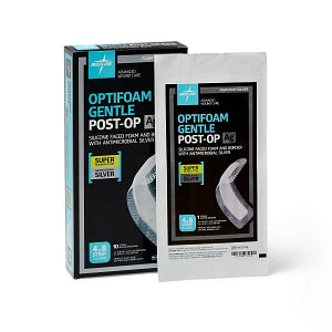 Optifoam Gentle AG+ Post-Op Silver Foam Dressing 4 x 8 Inch Silicone Adhesive Dressing