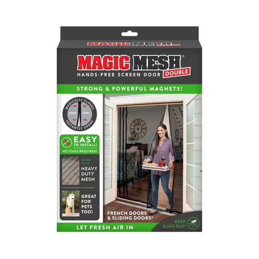 Magic Mesh Double Door Screen – Hands-Free Magnetic Closure, Fits French & Sliding Doors