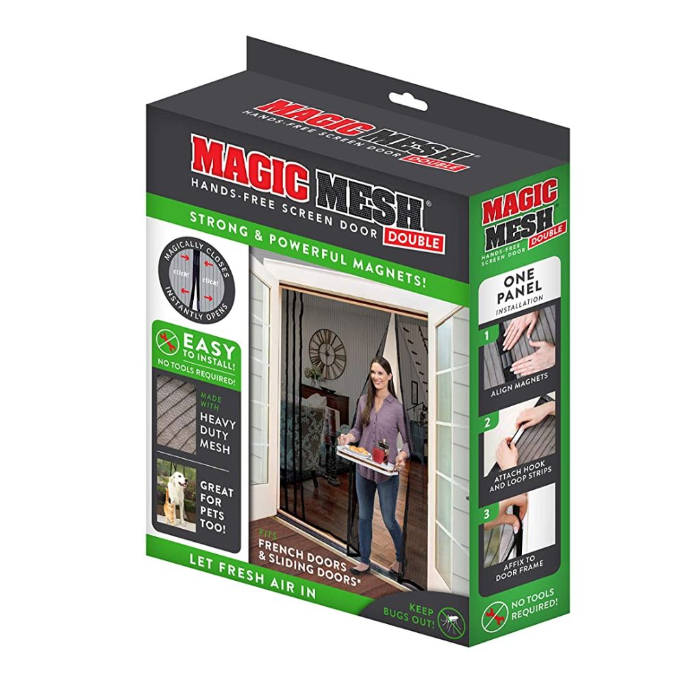 Magic Mesh Double Door Screen – Hands-Free Magnetic Closure, Fits French & Sliding Doors