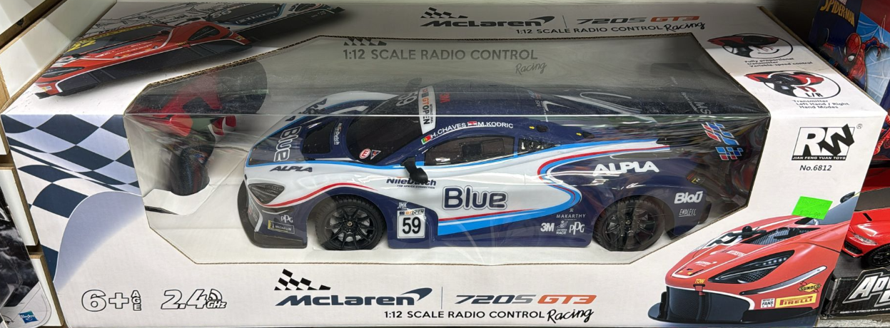 RC Drift Car McLaren 720S GT3 – 1:12 Scale 2.4GHz Remote Control Car with Rechargeable Battery (Blue)