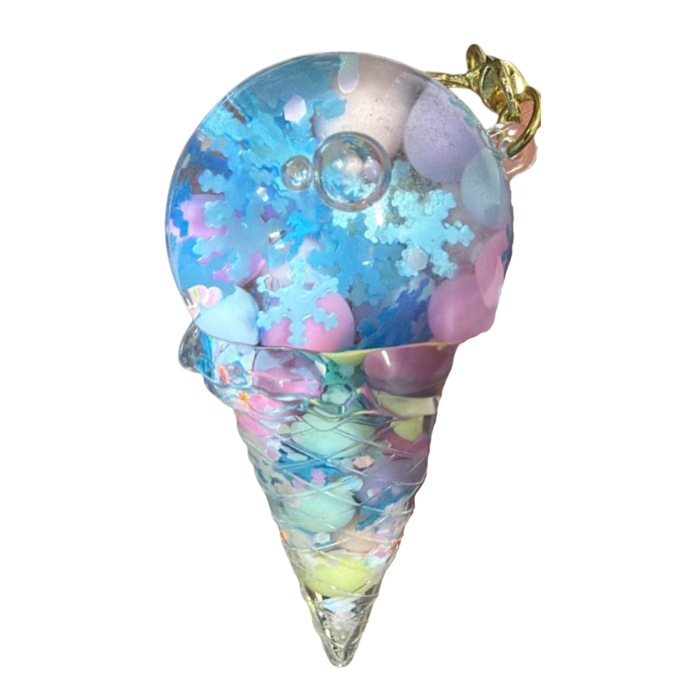 Ice Cream Floaty Charm Keychain – Liquid Ice Cream Pendant Cute Key Ring