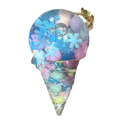 Ice Cream Floaty Charm Keychain – Liquid Ice Cream Pendant Cute Key Ring