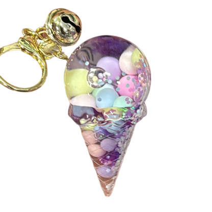 Ice Cream Floaty Charm Keychain – Liquid Ice Cream Pendant Cute Key Ring