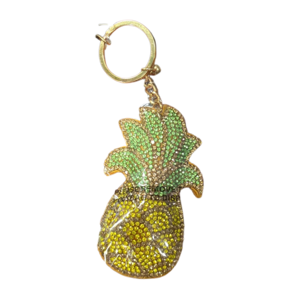 Pineapple Rhinestone Keychain – Sparkly Crystal Key Ring Charm