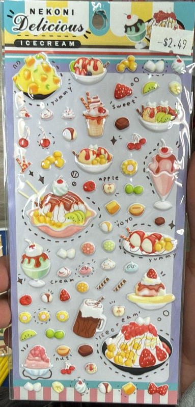 Nekoni Desserts Food Foam 3D Stickers – Kawaii Puffy Ice Cream & Dessert Decorative Decals