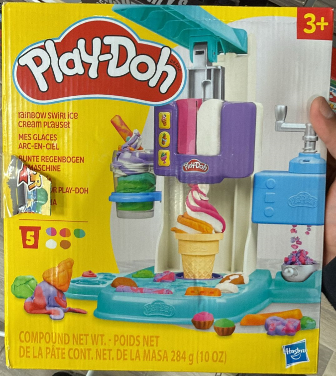 Play-Doh Rainbow Swirl Ice Cream Playset for Kids – Creative Pretend Ice Cream Maker Toy