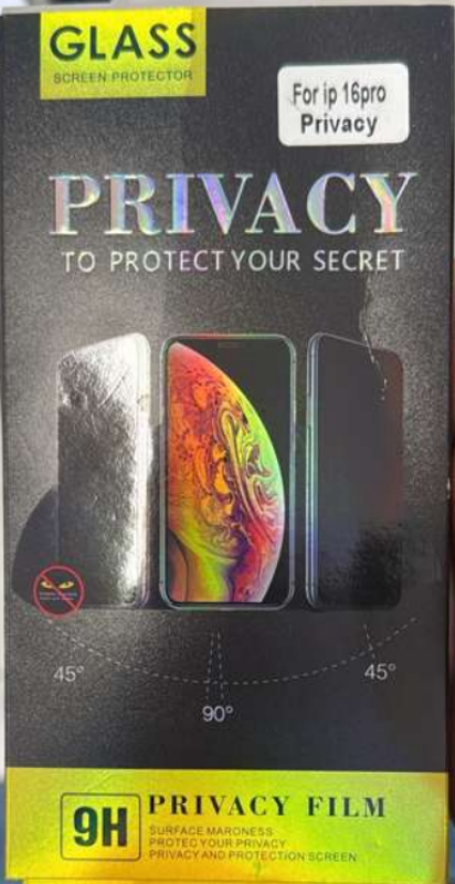 iPhone 16 Pro Privacy Tempered Glass Screen Protector 9H Full Coverage Anti Spy