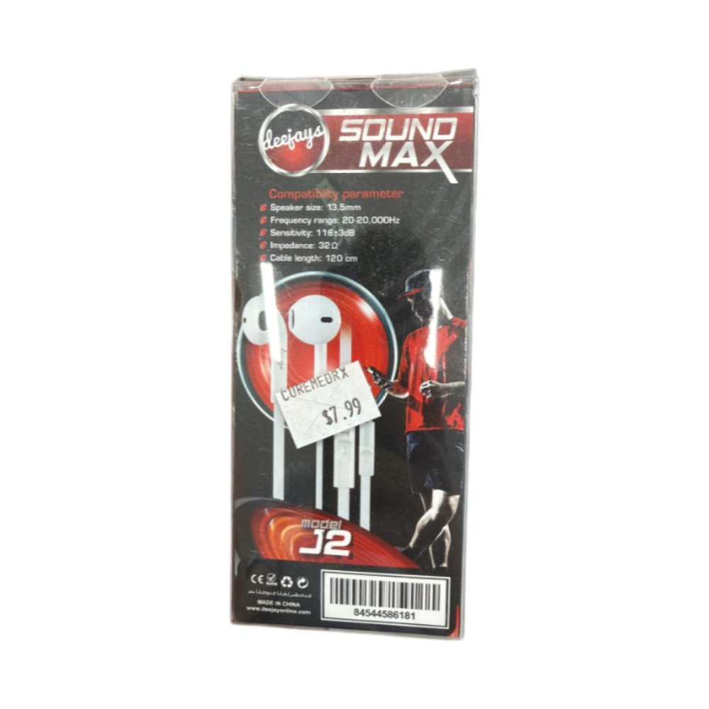 Deejays Sound Max Earphones J2 with Built-In Mic