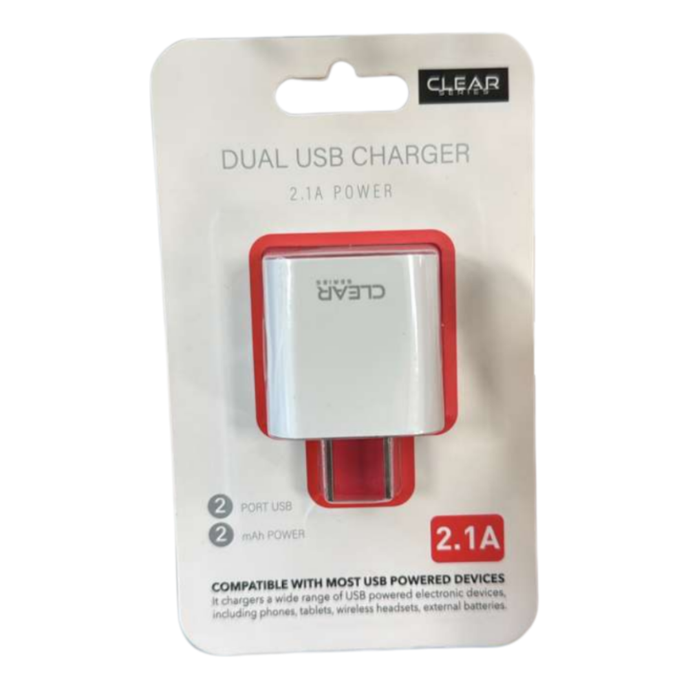 Clear Series Dual USB Charger 2.1A Power – Dual-Port Wall Adapter