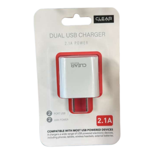 Clear Series Dual USB Charger 2.1A Power – Dual-Port Wall Adapter