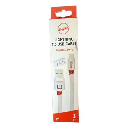 Deejays Lightning to USB Cable – Charge & Sync, 3 Ft (Model D1)