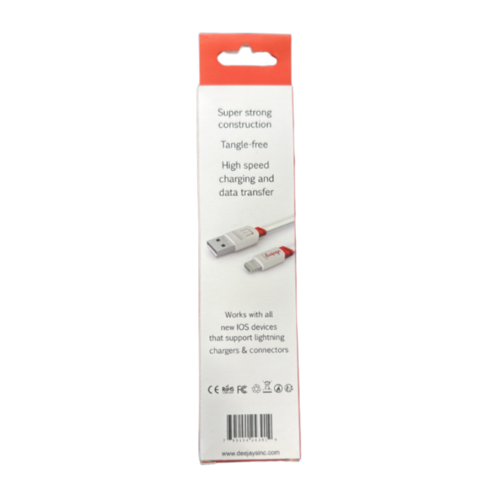 Deejays Lightning to USB Charge & Sync Cable – 6 Ft (Model D1)