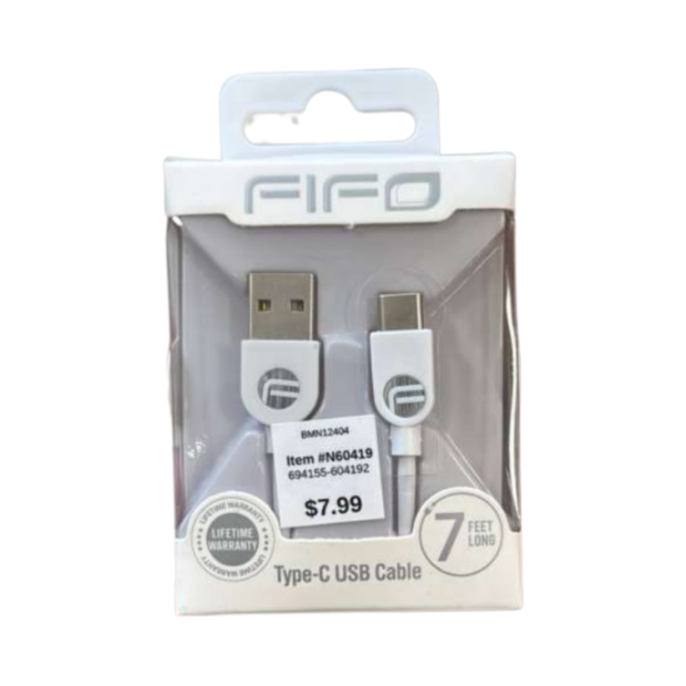 FIFO USB-A to USB-C Cable – 7 ft, 5V 2.0A Fast Charging Cable
